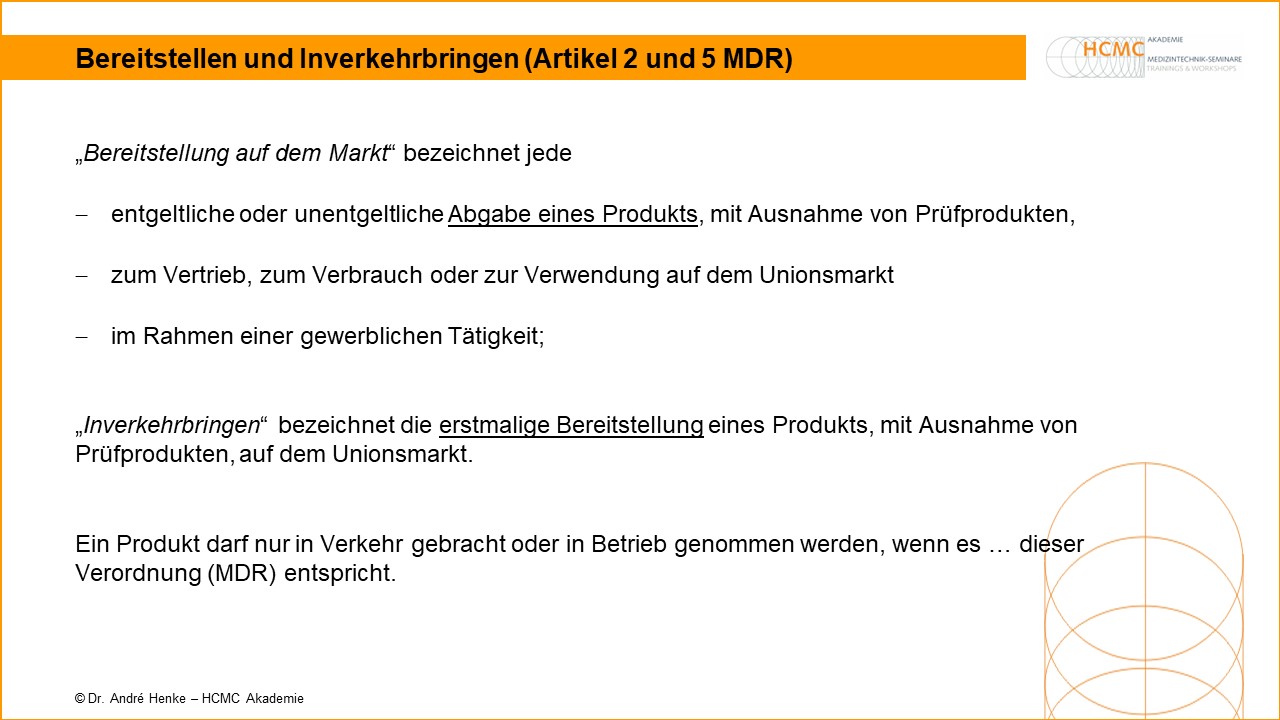 Bereitstellen und Inverkehrbringen von Medizinprodukten