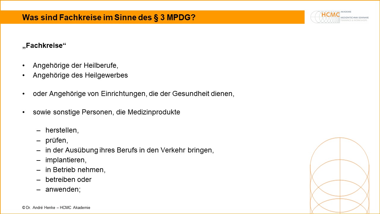 Fachkreise im Sinne des § 3 MPDG