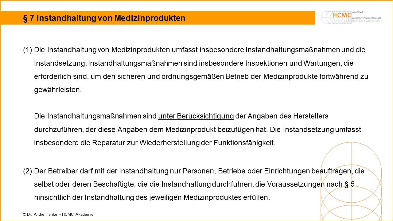 Instandhaltung von Medizinprodukten