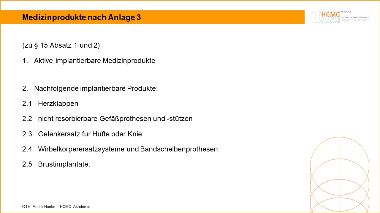 Medizinprodukte nach Anlage 3