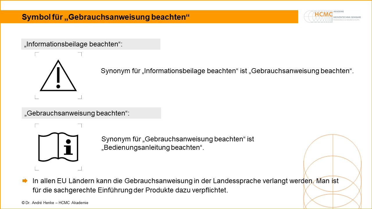 Symbole für Gebrauchsanweisung beachten Medizinprodukte